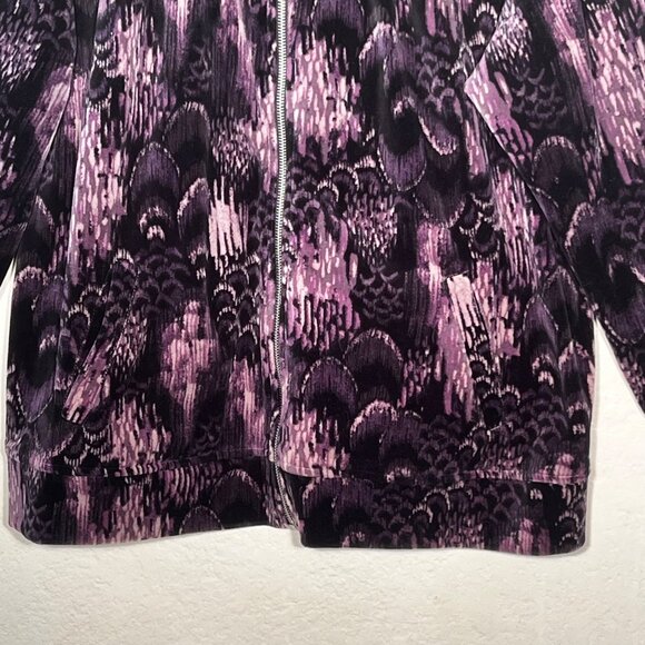 Style & Co Sport Womens 1X Velour Jacket Purple Black Abstract Full Zip  LW - Picture 5 of 15